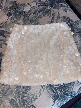 White Sequin Circle Mini Skirt
